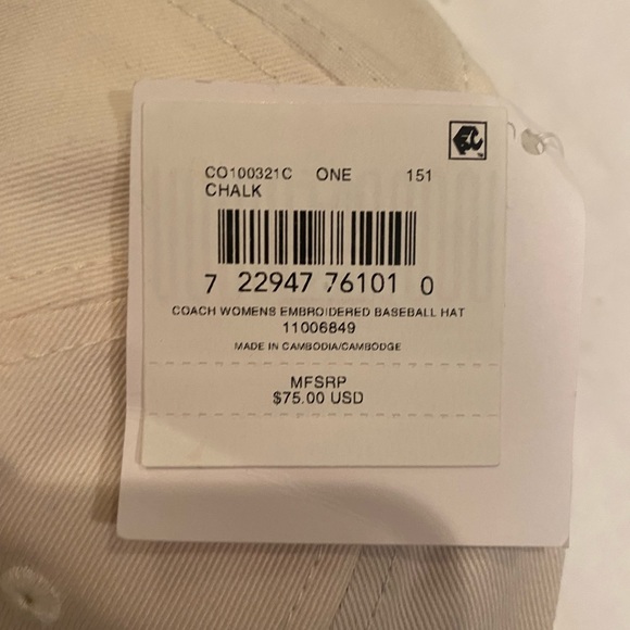 Coach women’s Logo Embroidered Baseball Cap in Chalk black OR off white NWT - Picture 8 of 8